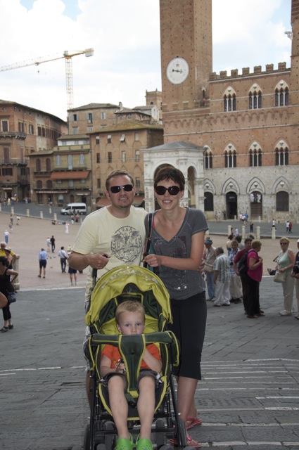 Enjoying a stroll with our friends in Siena